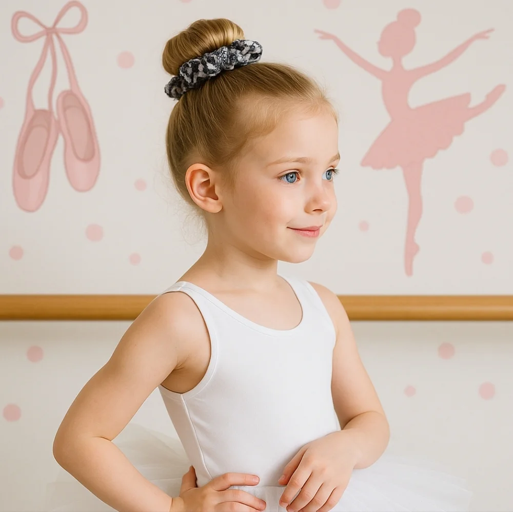 Handmade Tutu-Inspired Ballerina Knit Scrunchie Crochet gray New Hair Accessory